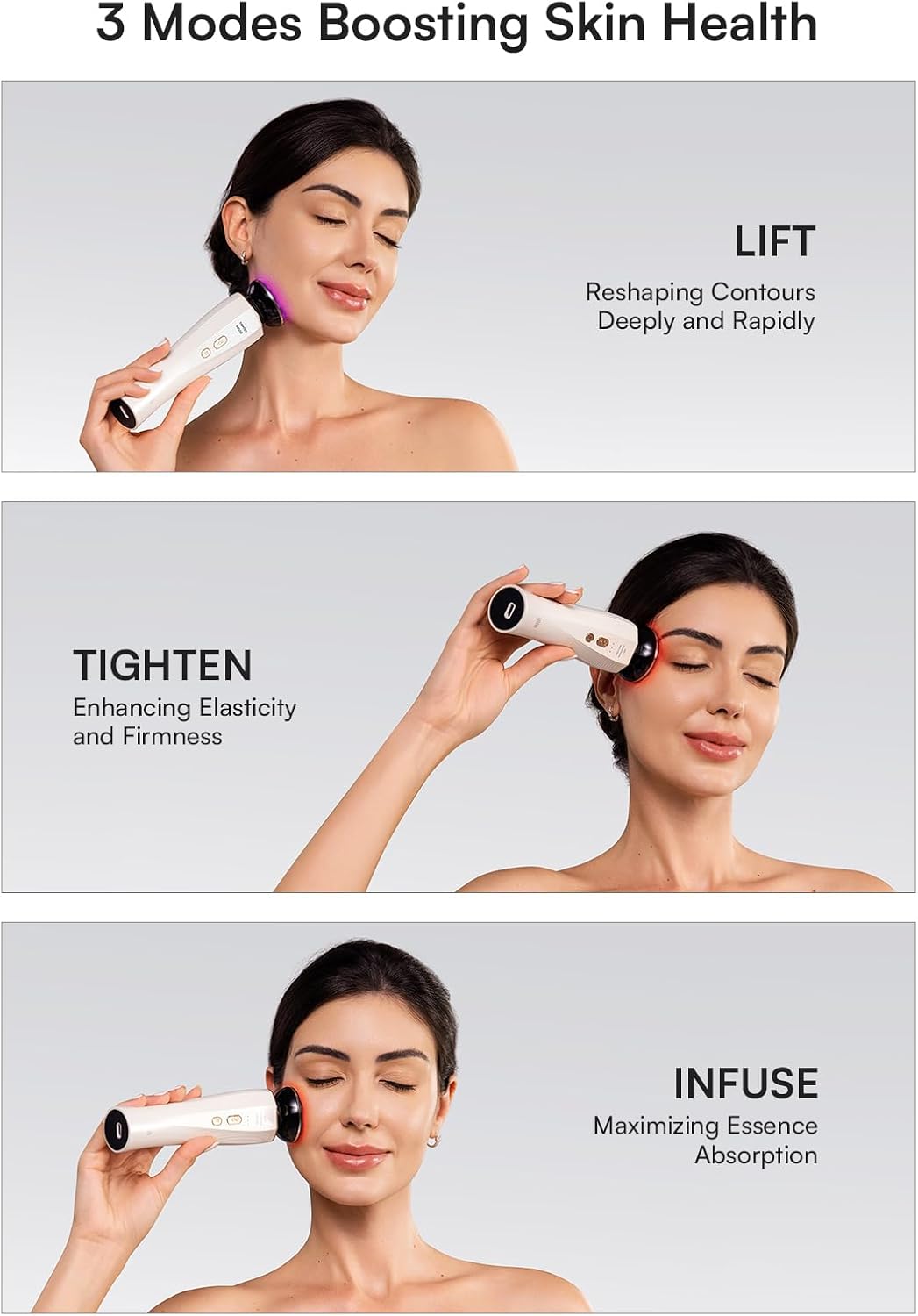 Red Light Therapy Face & Neck Massager - 3-in-1 Anti-Aging Skincare Device for Lifting, Firming & Rejuvenation