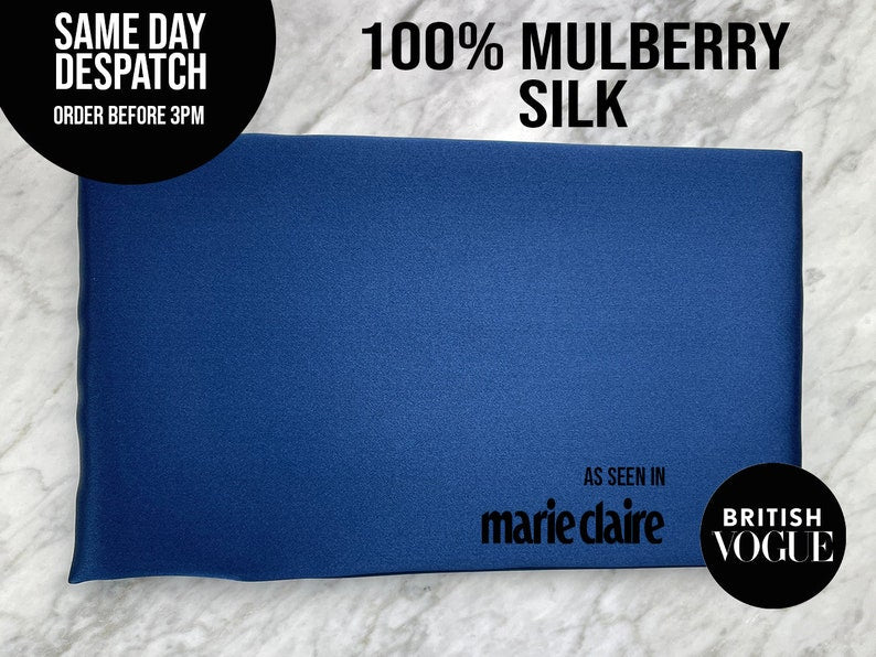 Navy Blue Silk Pillowcase - Standard