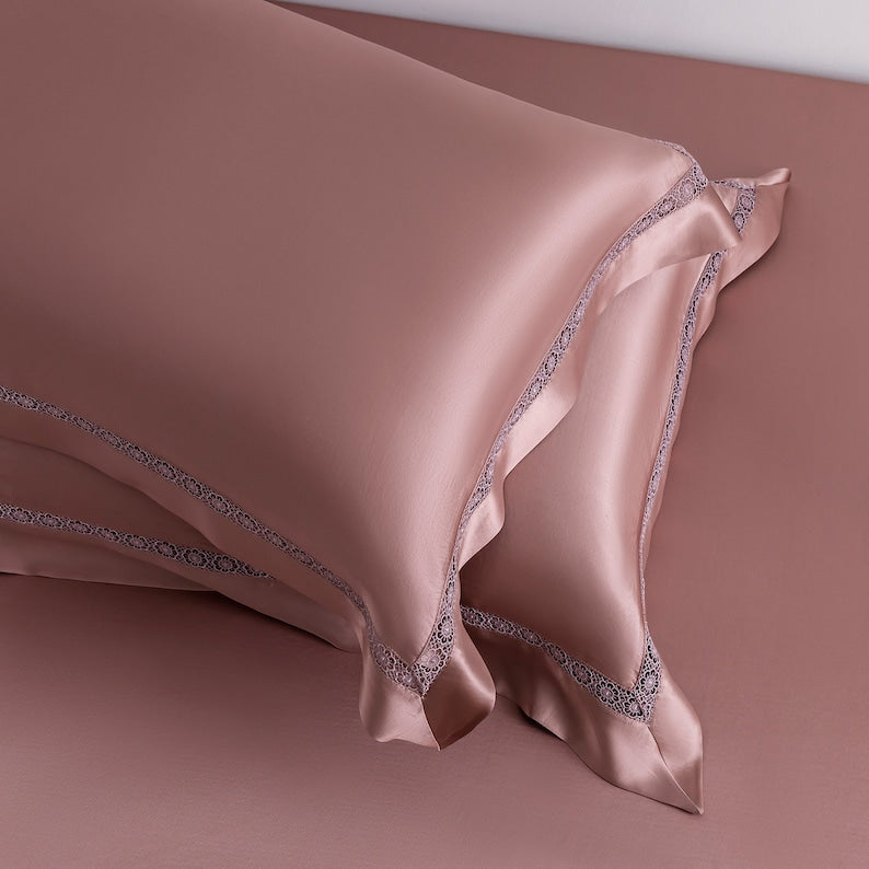Custom Pure Mulberry Silk Seamless Flat Sheet, Fitted Sheet, Duvet | 32 Momme | Full, Queen, King, California King & Sets | Drape Collection
