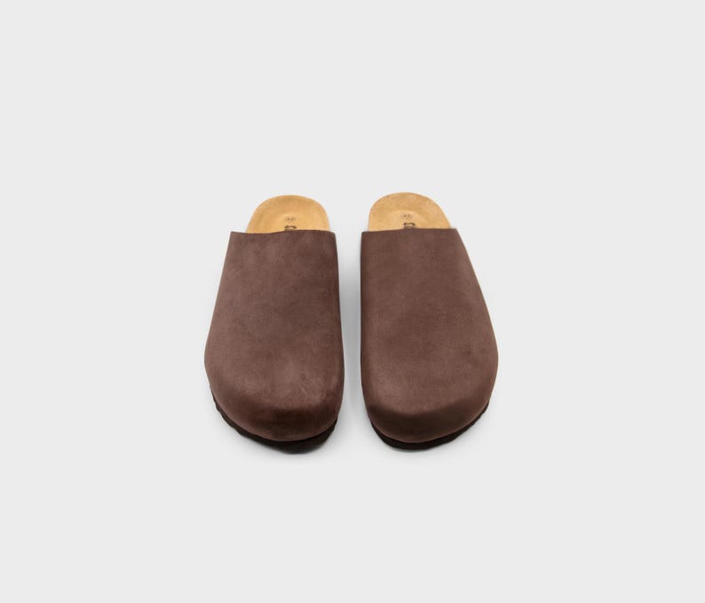 Cork Sandals, Summer Sandals, Mens Slide, Handmade, Cushioned footbed, Sandgrens, Walnut Brown Nubuck Leather, Bilbao