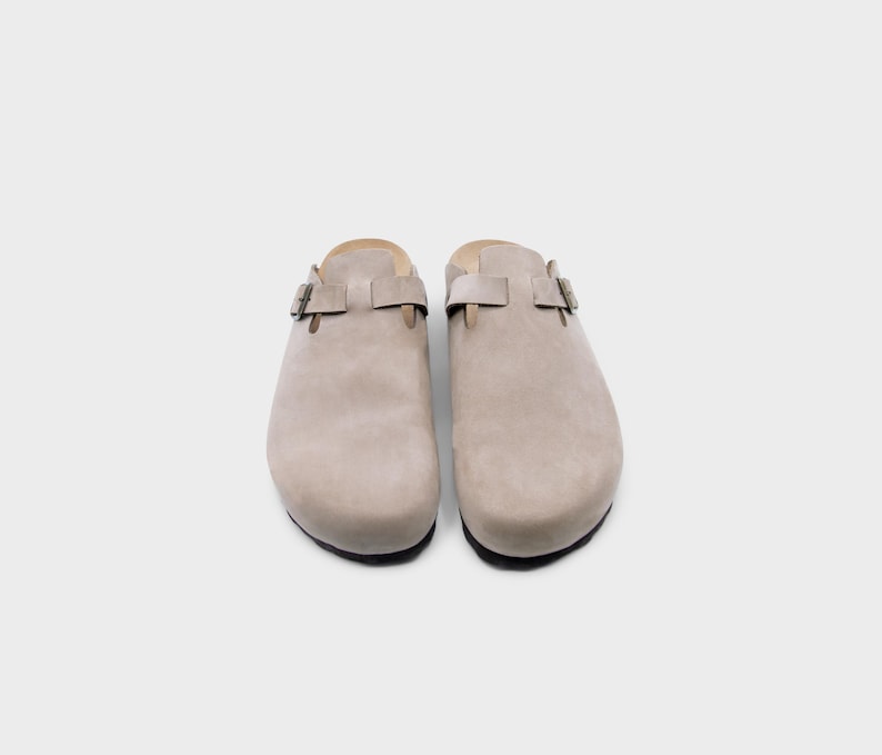 Cork Sandals, Summer Sandals, Mens Slide, Handmade, Cushioned footbed, Sandgrens, Sandstone Beige Nubuck Leather, Toledo