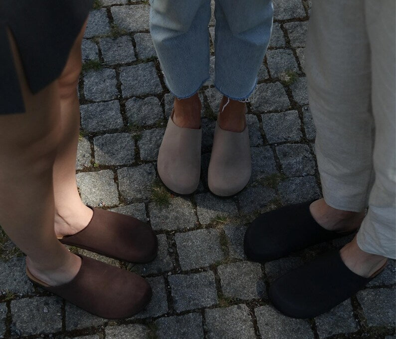 Cork Sandals, Summer Sandals, Mens Slide, Handmade, Cushioned footbed, Sandgrens, Walnut Brown Nubuck Leather, Bilbao