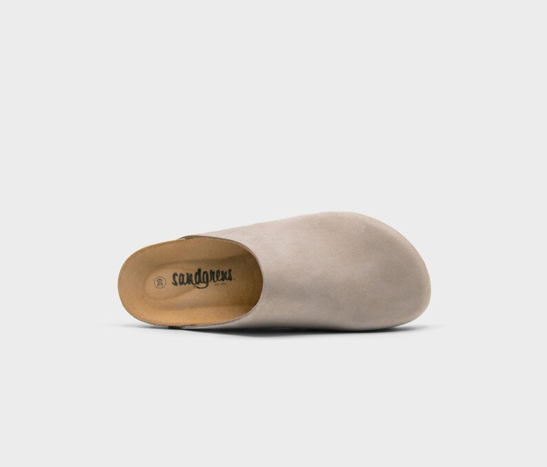 Cork Sandals, Summer Sandals, Mens Slide, Handmade, Cushioned footbed, Sandgrens, Sandstone Beige Nubuck Leather, Bilbao