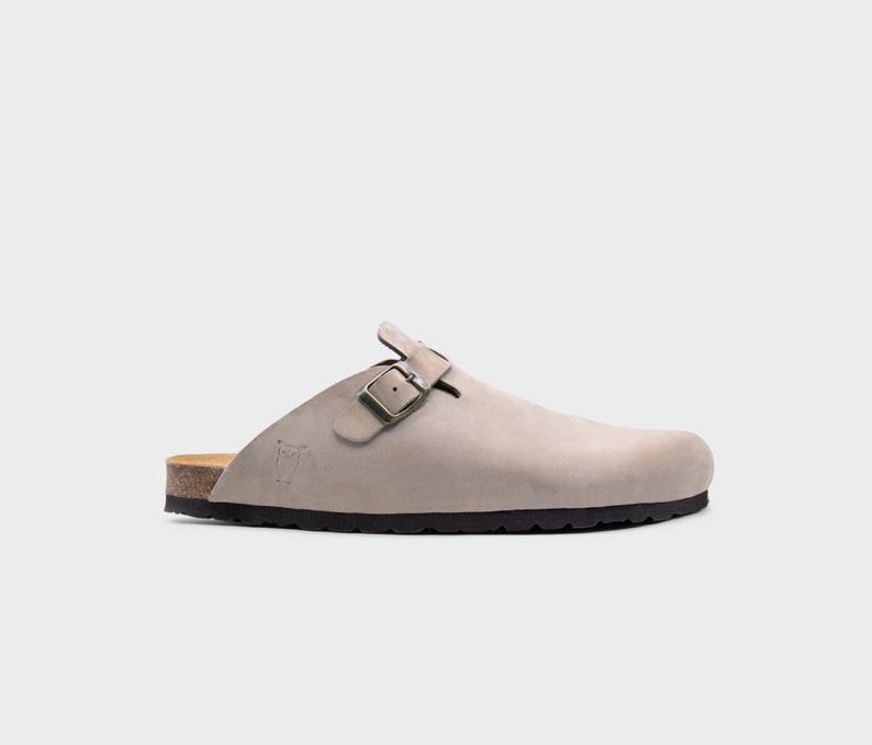 Cork Sandals, Summer Sandals, Mens Slide, Handmade, Cushioned footbed, Sandgrens, Sandstone Beige Nubuck Leather, Toledo