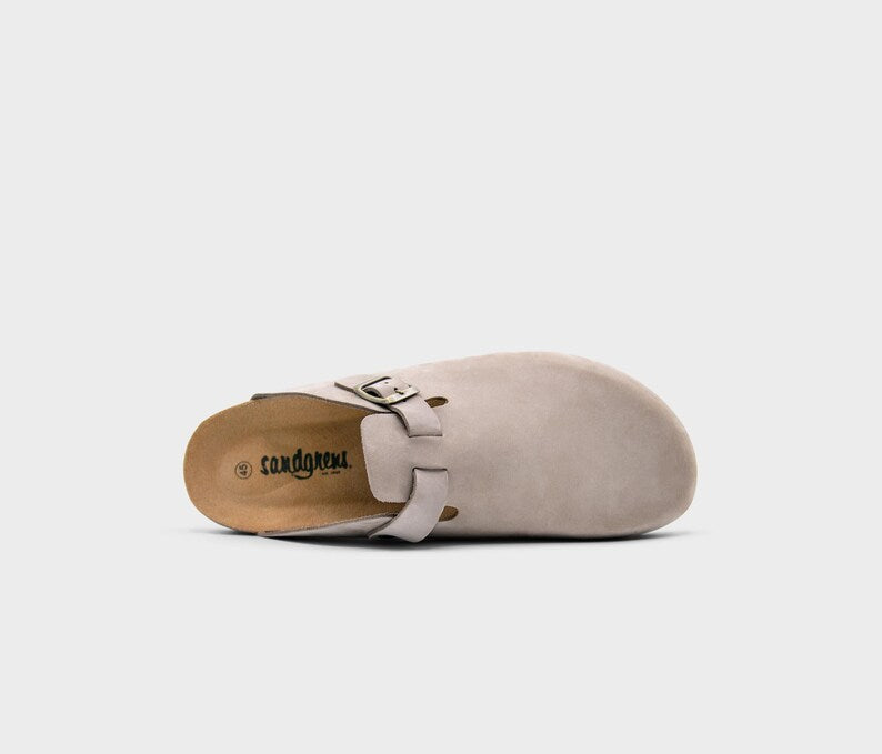 Cork Sandals, Summer Sandals, Mens Slide, Handmade, Cushioned footbed, Sandgrens, Sandstone Beige Nubuck Leather, Toledo