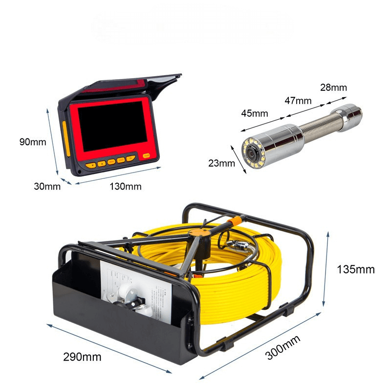 Sewer Camera 30M Cable Pipeline Inspection Camera 11cm TFT LCD Monitor Pipe Camera Screen Waterproof IP68 Duct Inspection Camera with 6PCS LEDs 8500MAH Lithium Battery, DVR Function, 30M